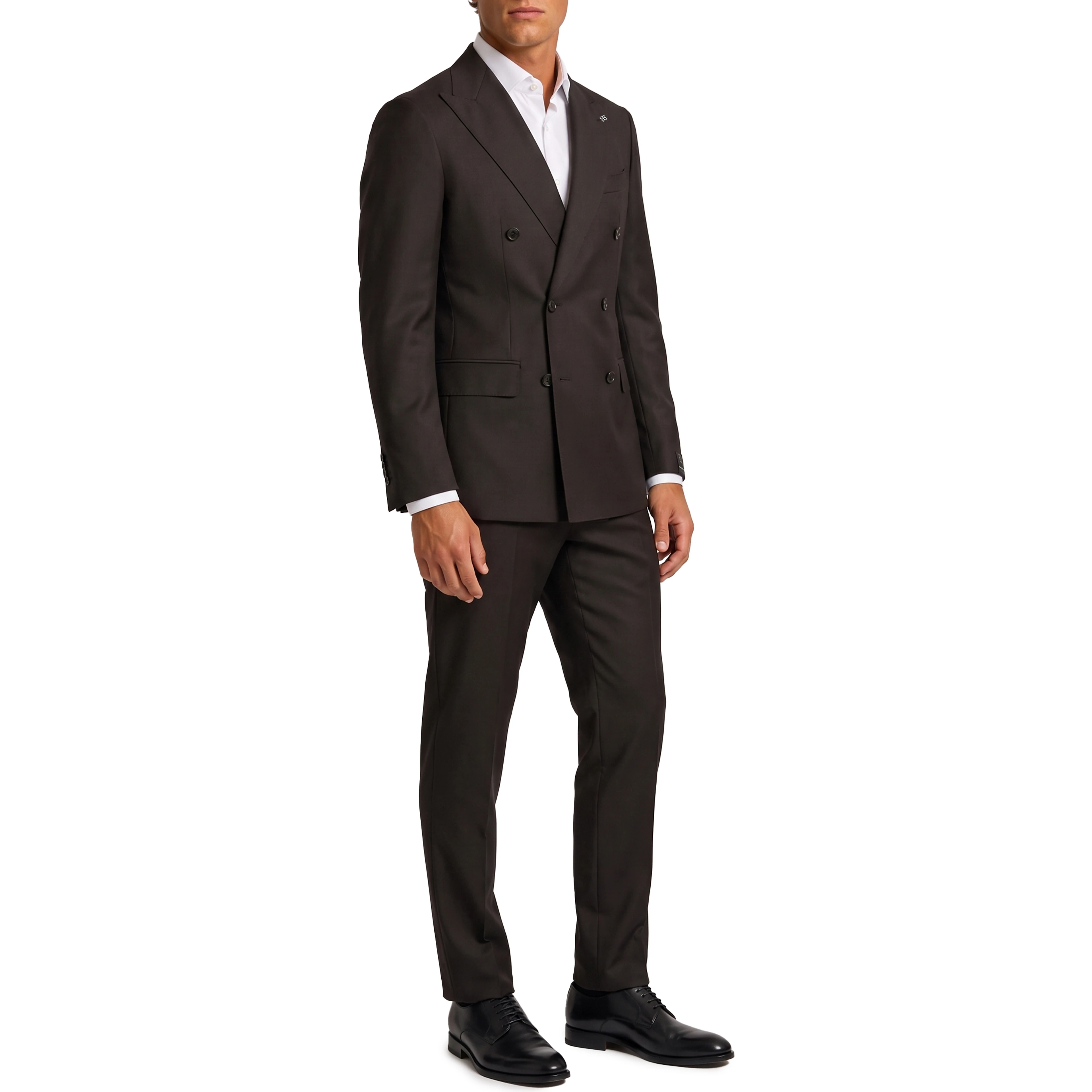 New York double-breasted virgin wool suit