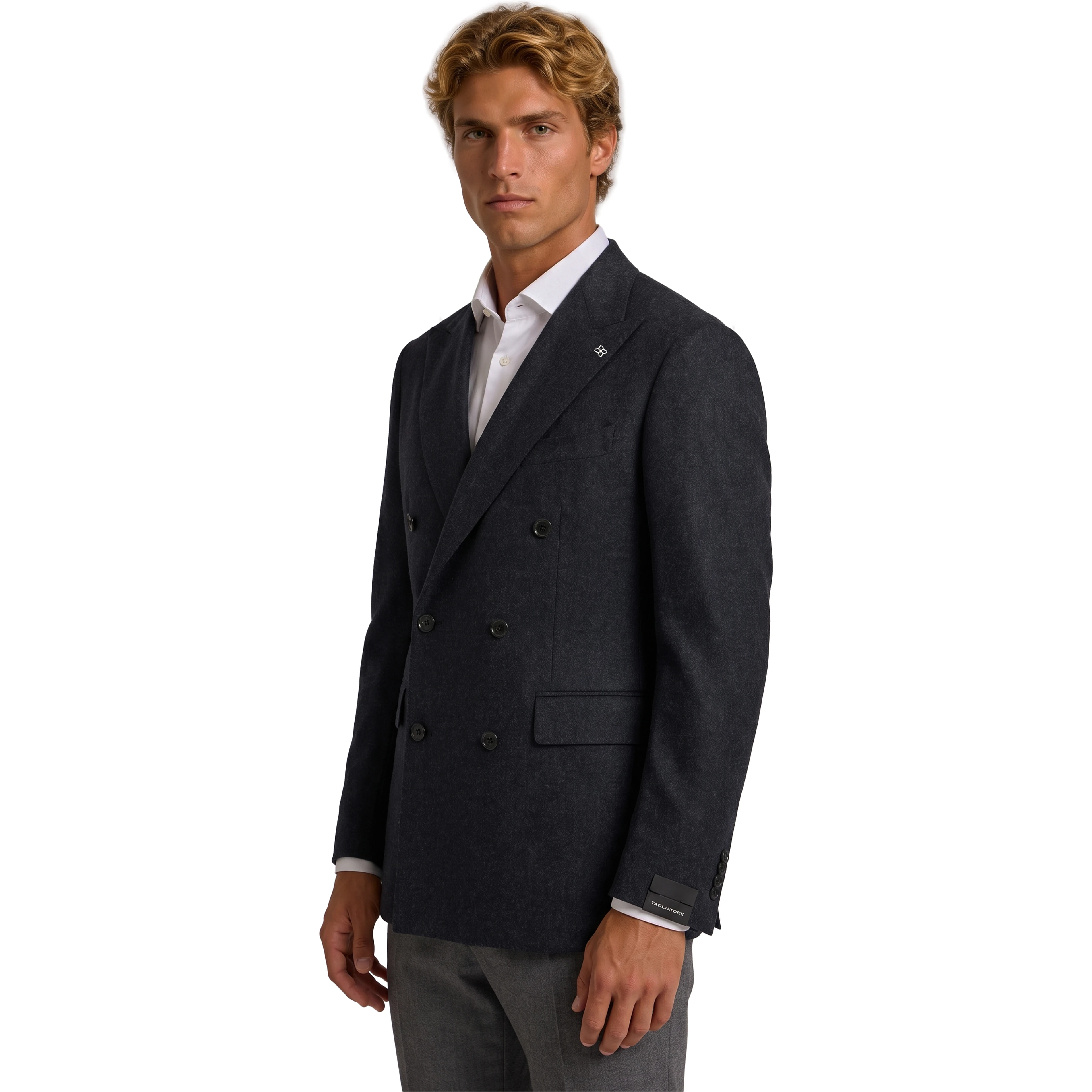 New York double-breasted virgin wool jacket