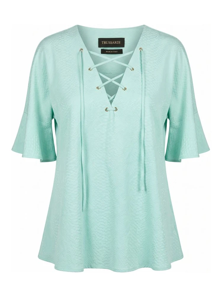 Light Blue Cotton Women Shirt