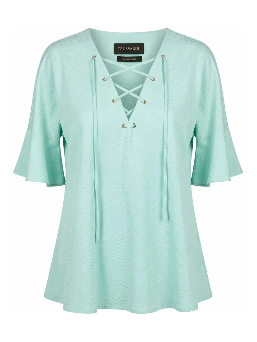 Light Blue Cotton Women Shirt