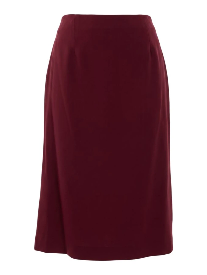 Red Acetate Women Skirt
