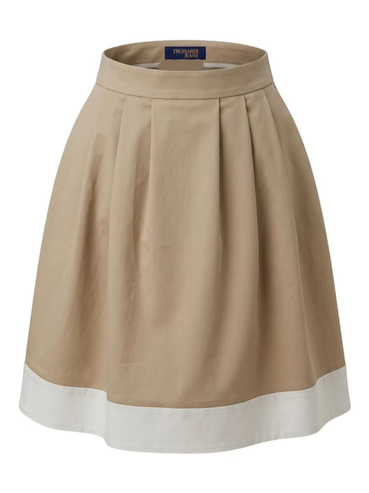 Beige Cotton Women Skirt