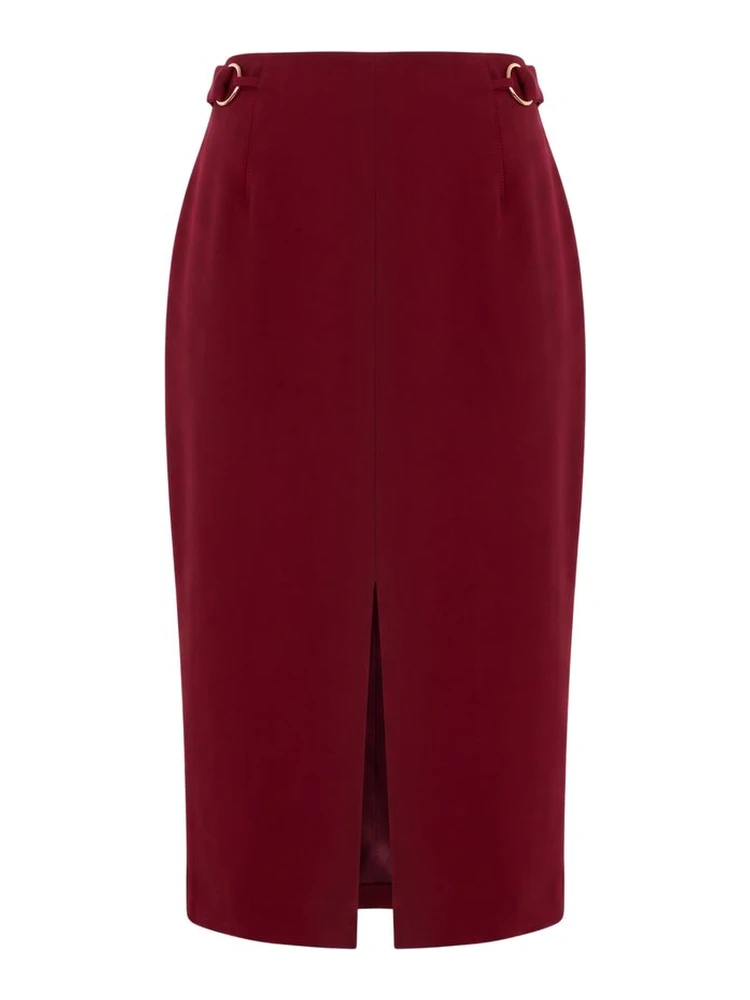 Red Polyester Women Skirt