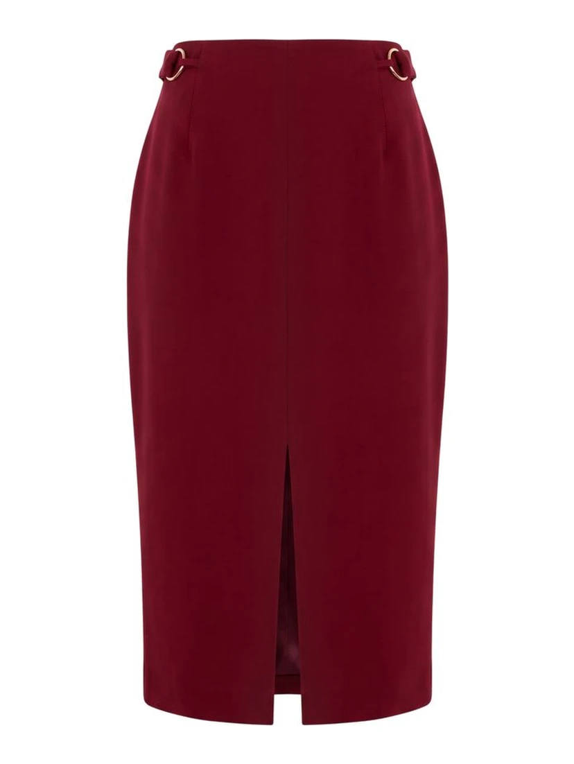 Red Polyester Women Skirt