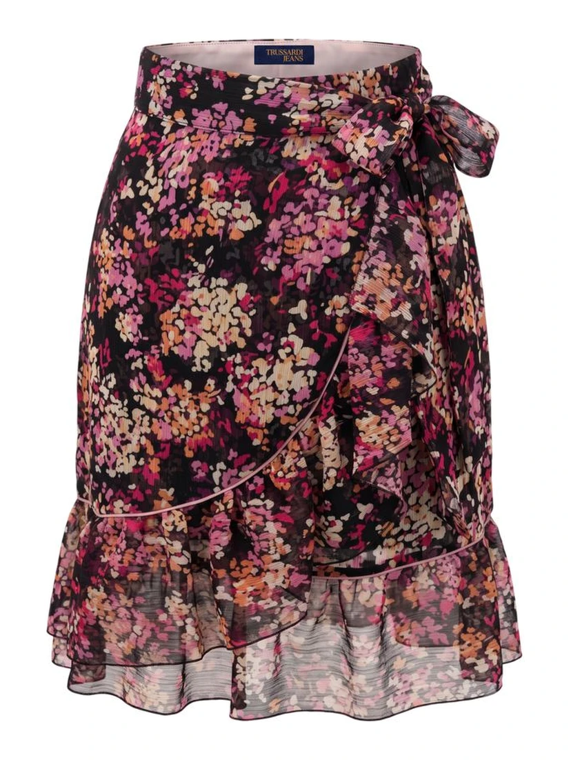 Pink Polyester Women Skirt