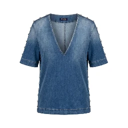 Blue Cotton Women Shirt