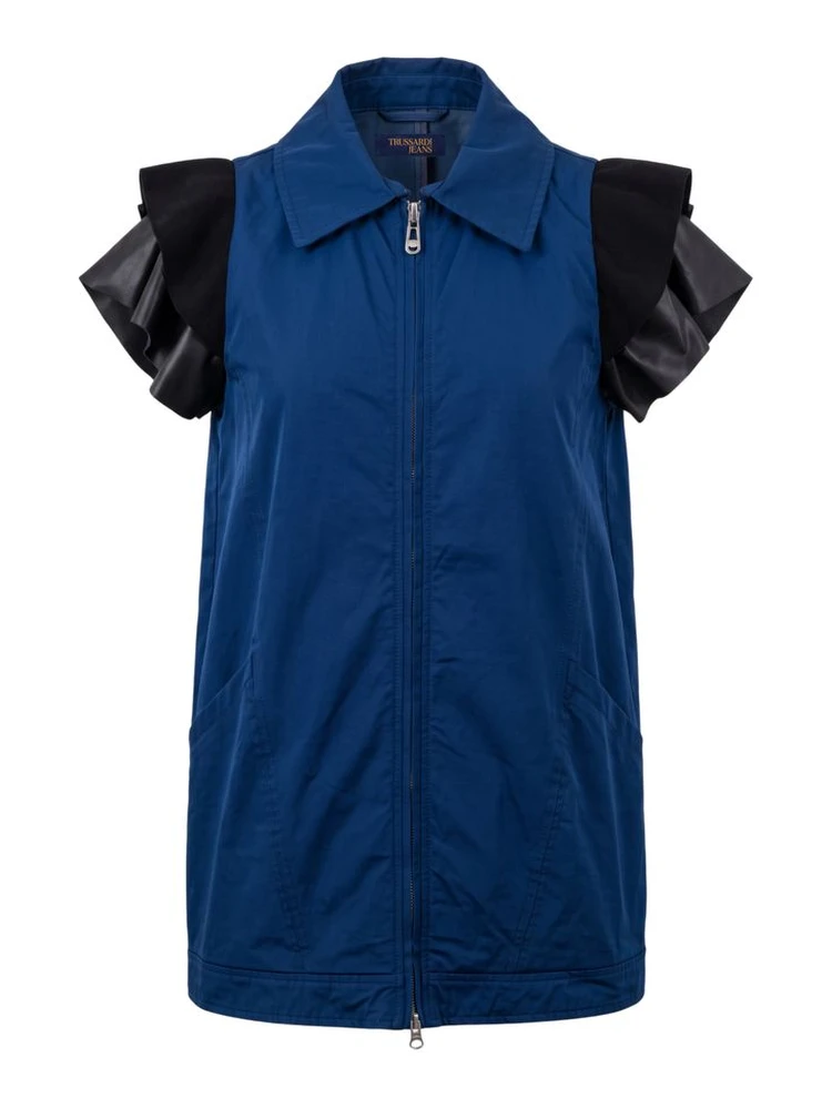 Blue Polyester Women Jacket