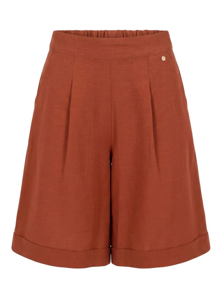 Brown Viscose Women Shorts