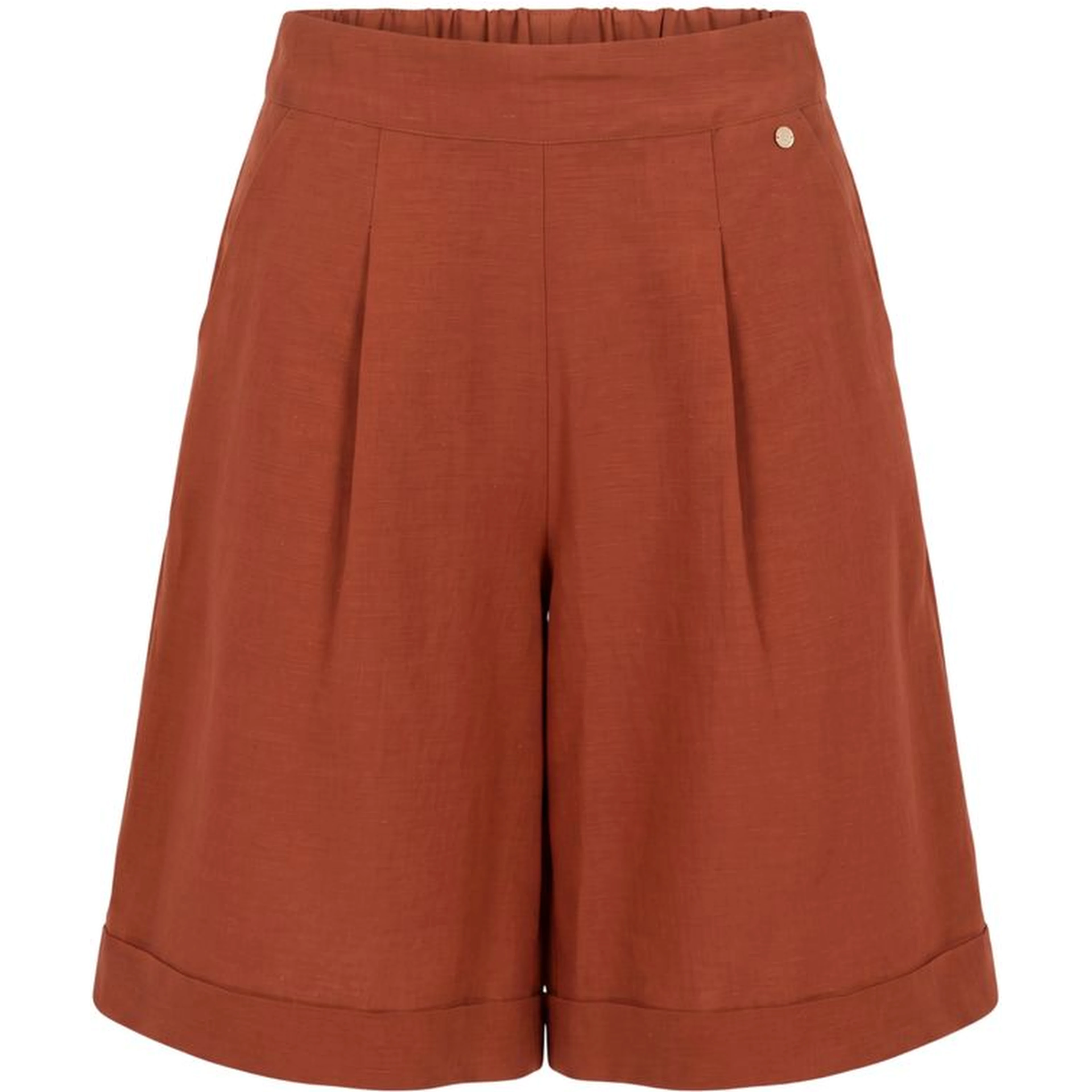 Brown Viscose Women Shorts