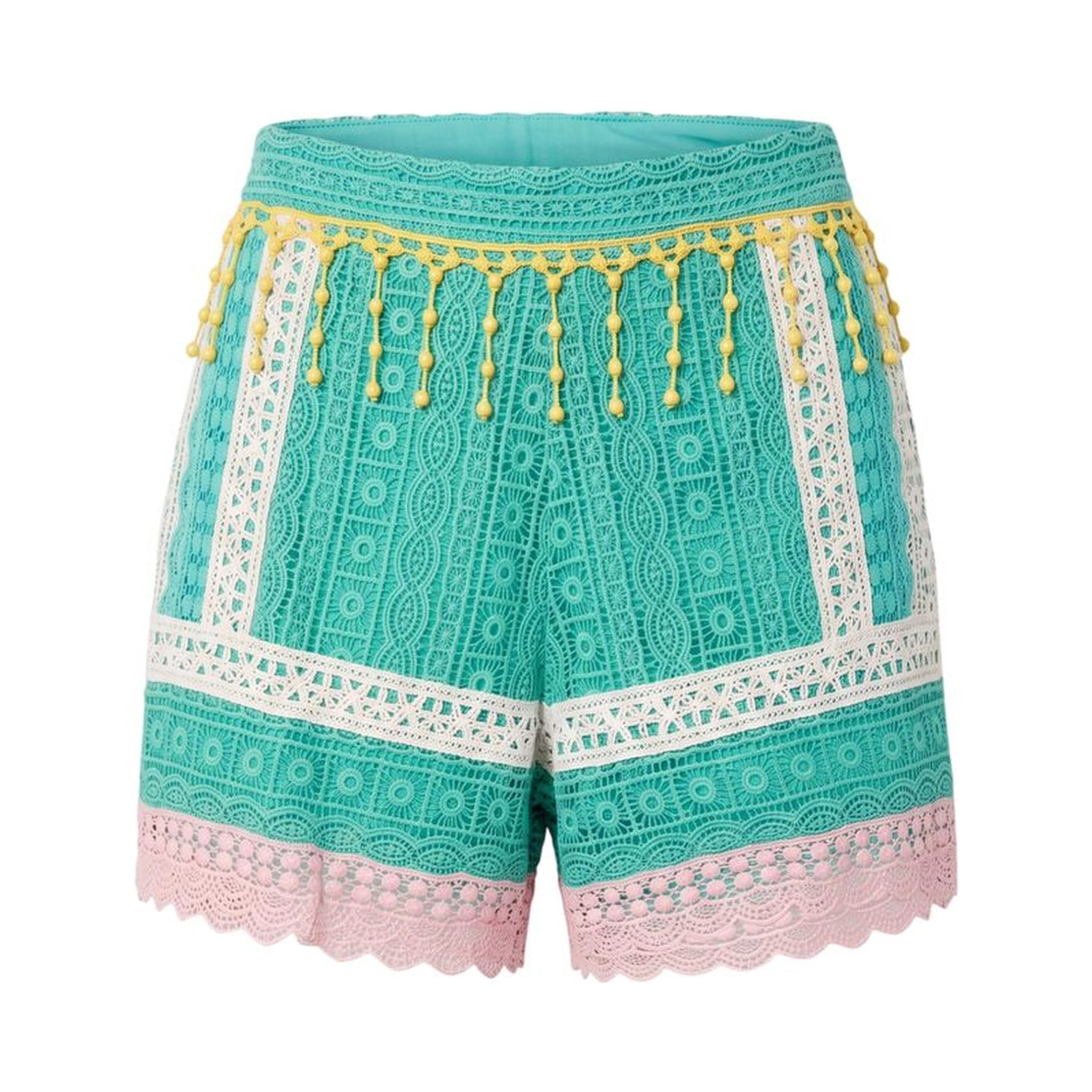 Green Cotton Women Shorts