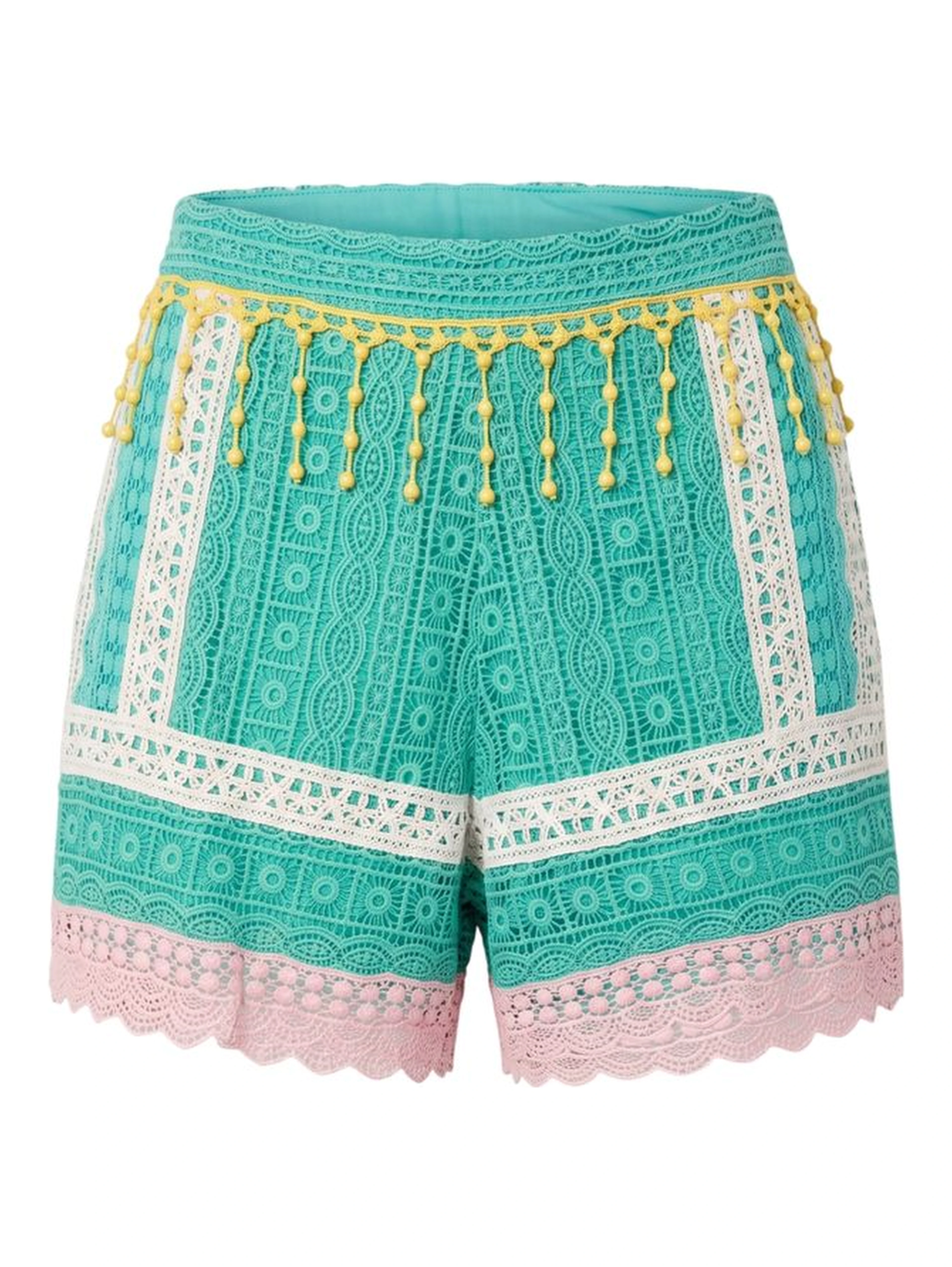 Green Cotton Women Shorts