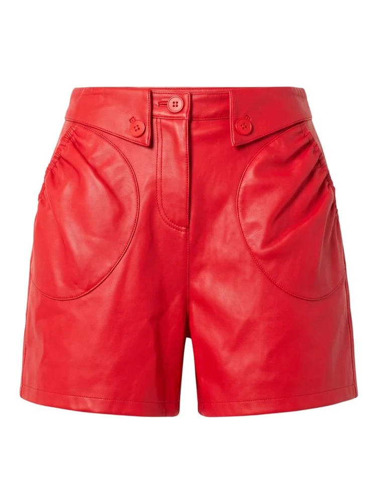 Red Polyester Women Shorts