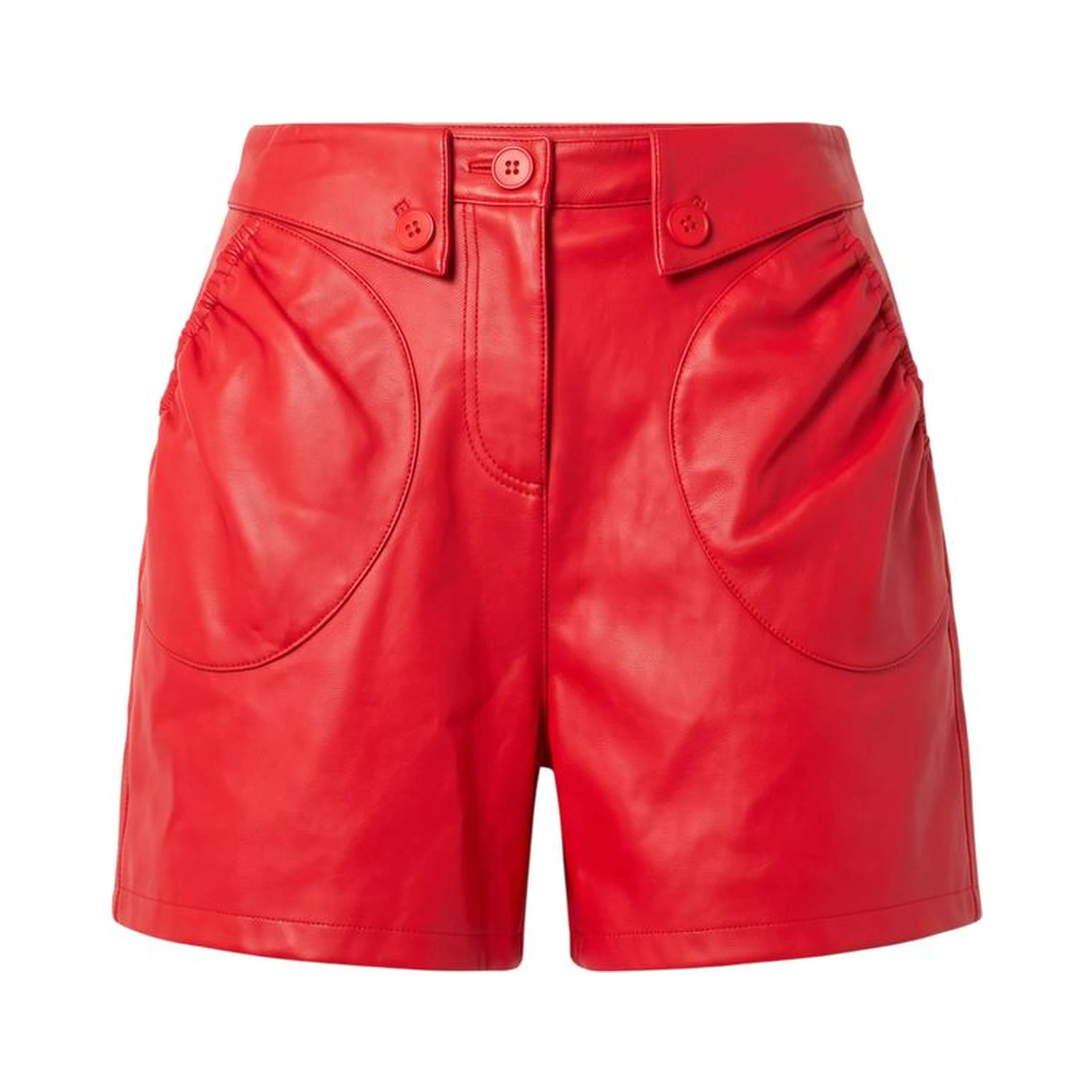 Red Polyester Women Shorts