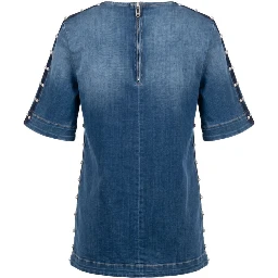 Blue Cotton Women Shirt