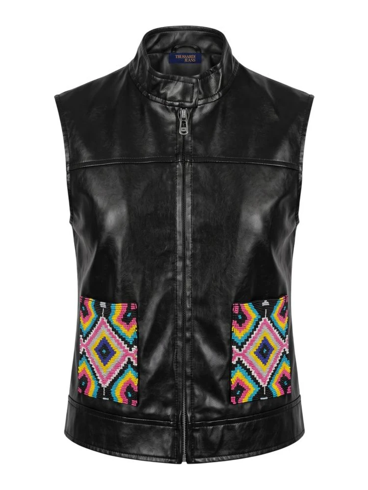 Black Polyester Women Jacket