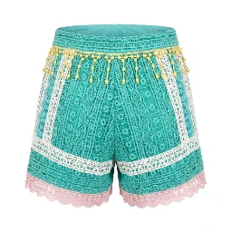 Green Cotton Women Shorts
