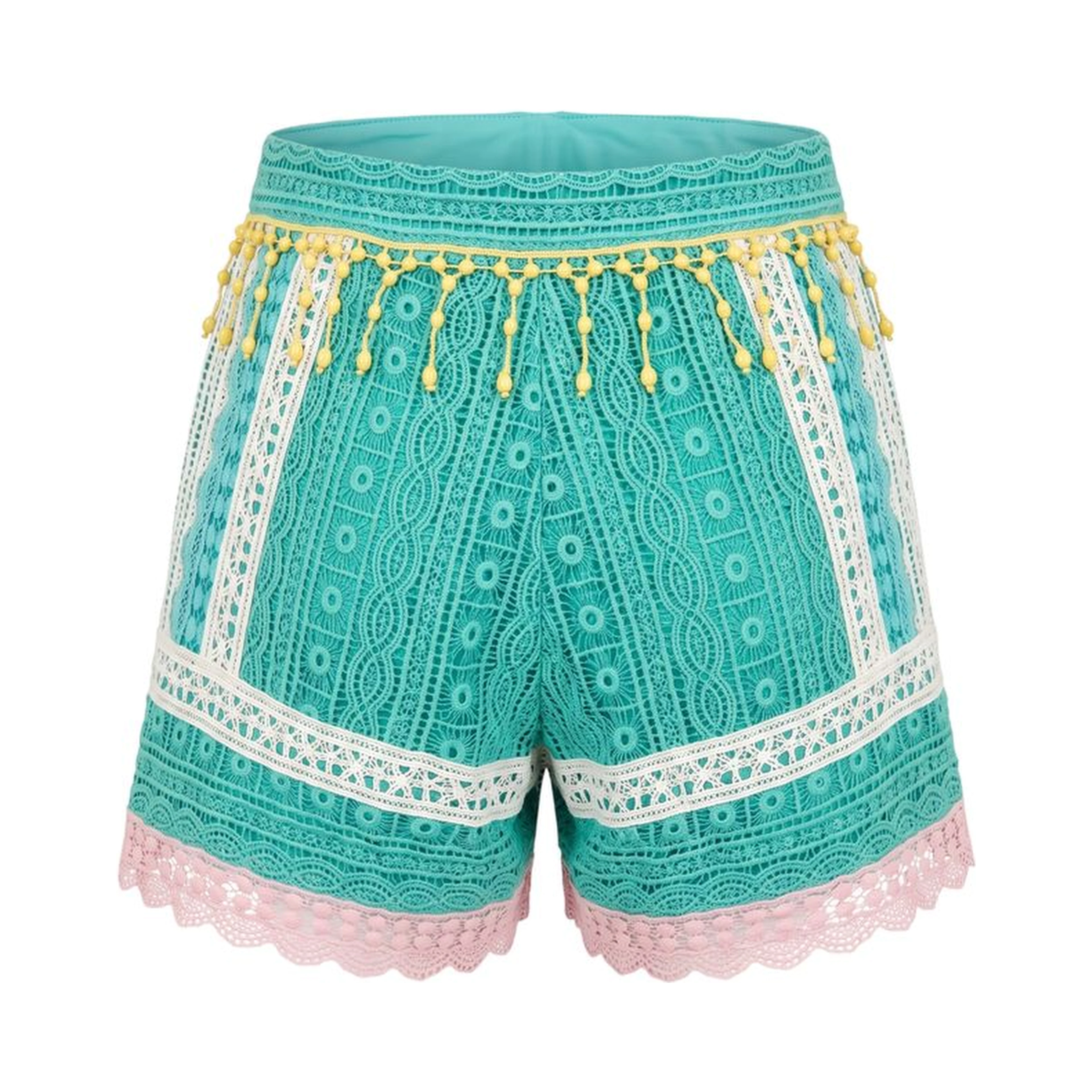 Green Cotton Women Shorts