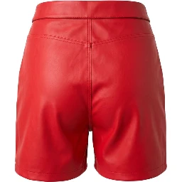 Red Polyester Women Shorts