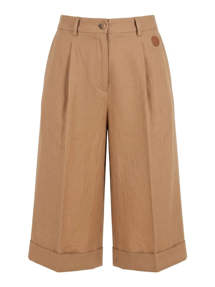 Beige Viscose Women Shorts