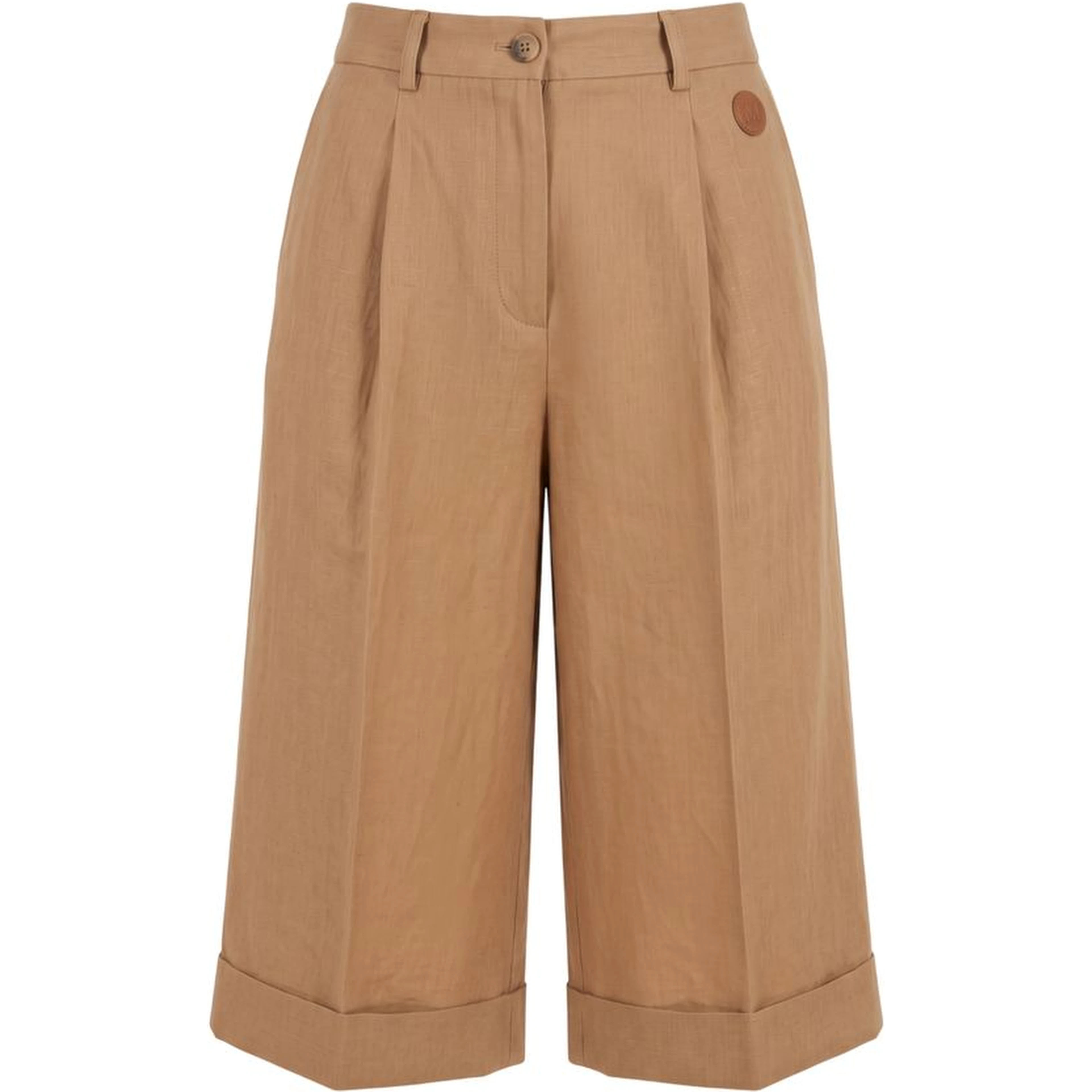 Beige Viscose Women Shorts