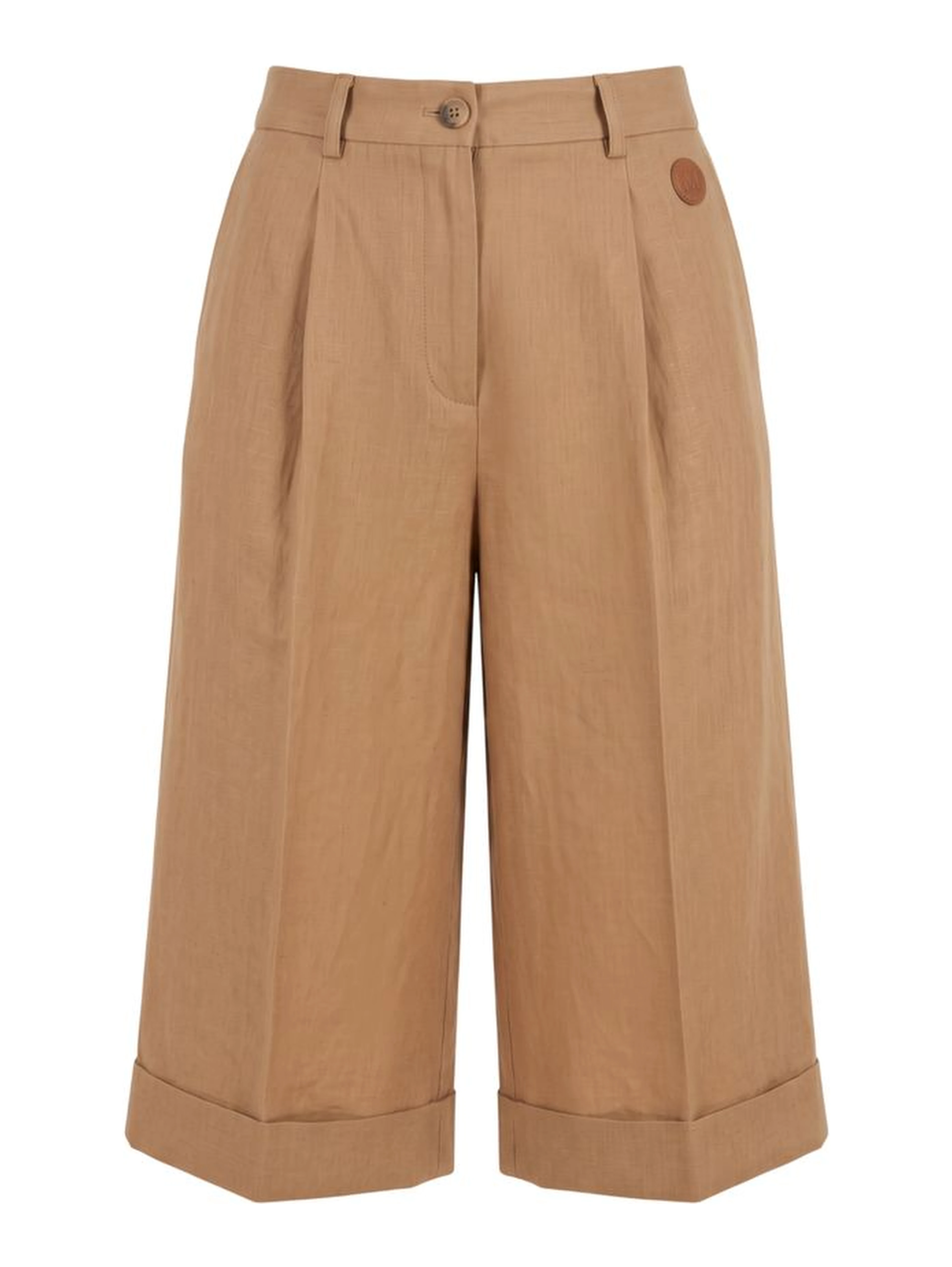 Beige Viscose Women Shorts