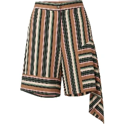 Brown Viscose Women Shorts