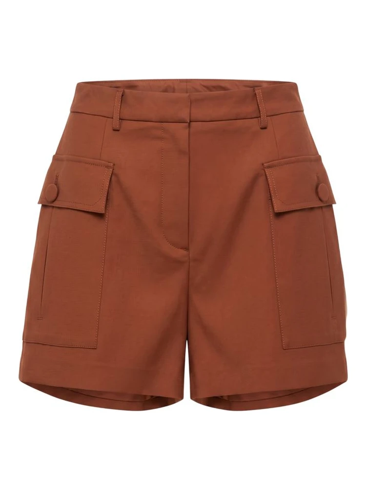 Brown Viscose Women Shorts