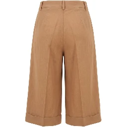 Beige Viscose Women Shorts