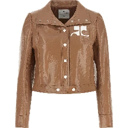 Brown Cotton Full-Length Jacket