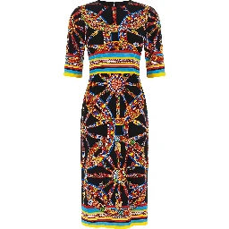 Multicolor Silk Midi Dress