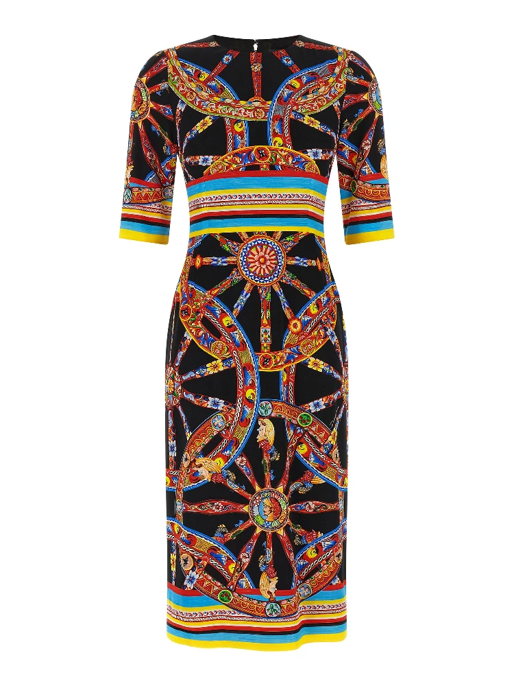 Multicolor Silk Midi Dress