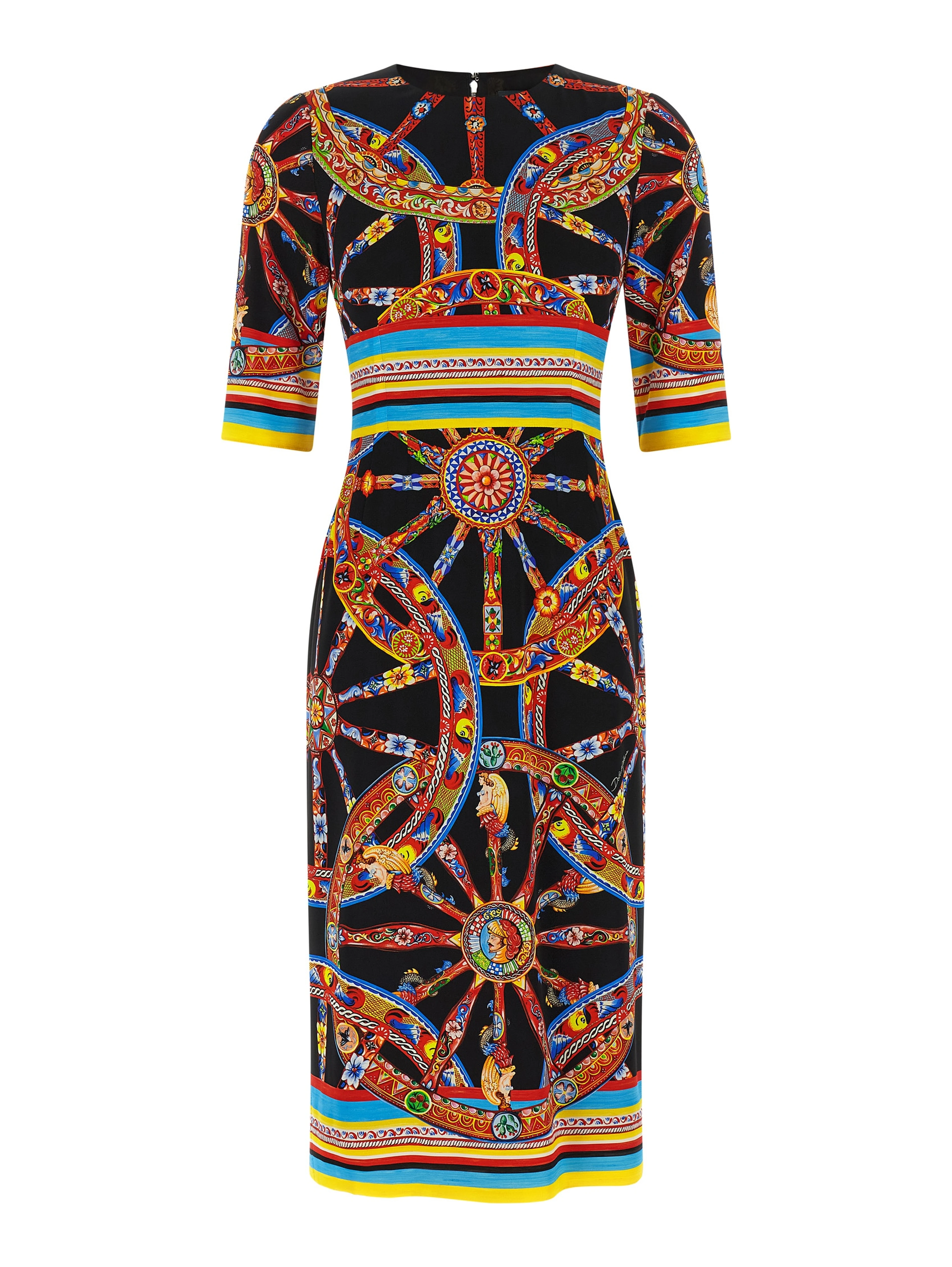 Multicolor Silk Midi Dress