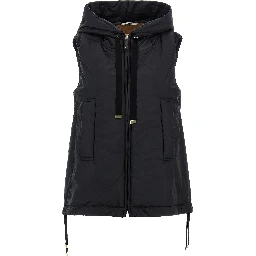Black Polyester Sleeveless Jacket
