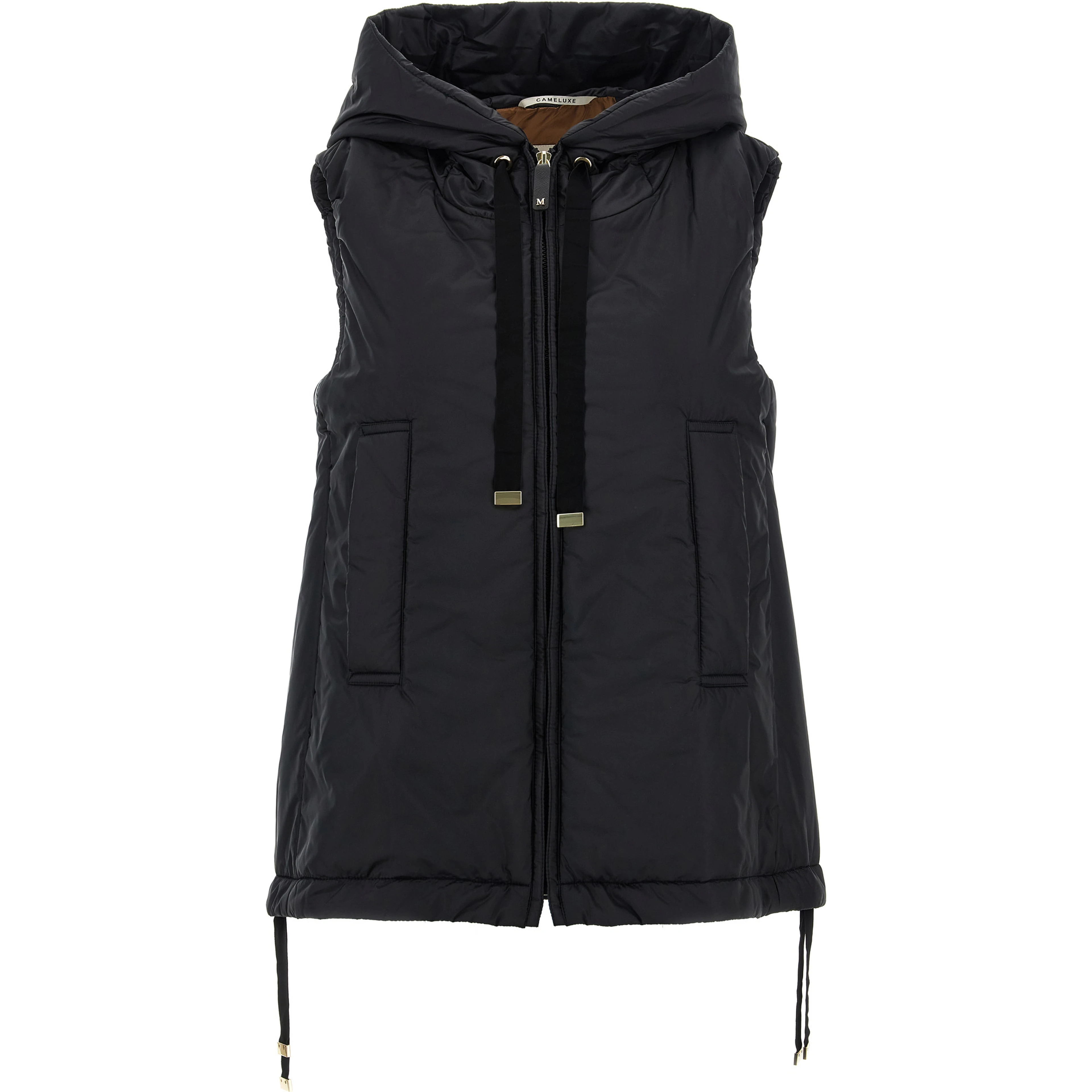 Black Polyester Sleeveless Jacket