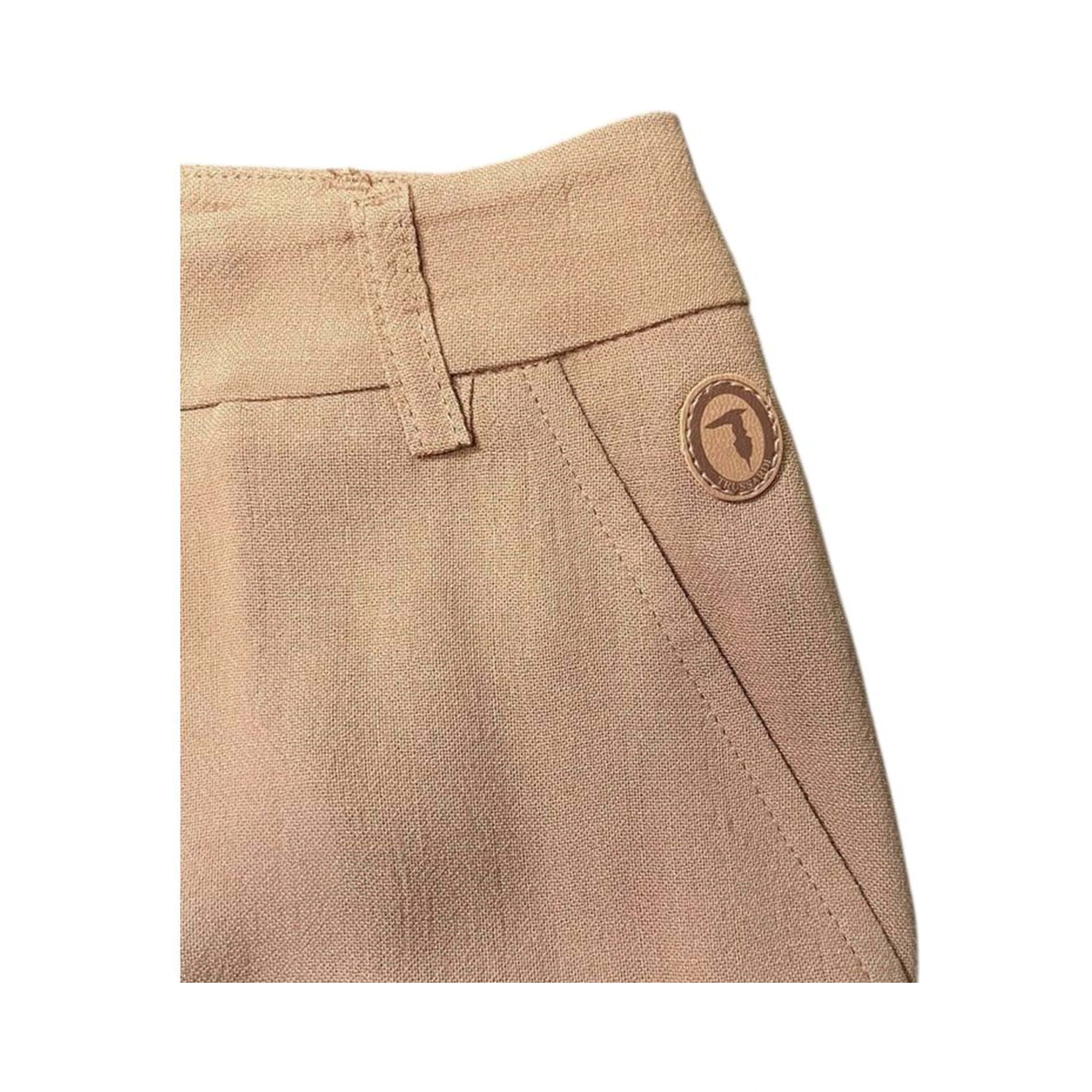 Beige Viscose Women Shorts