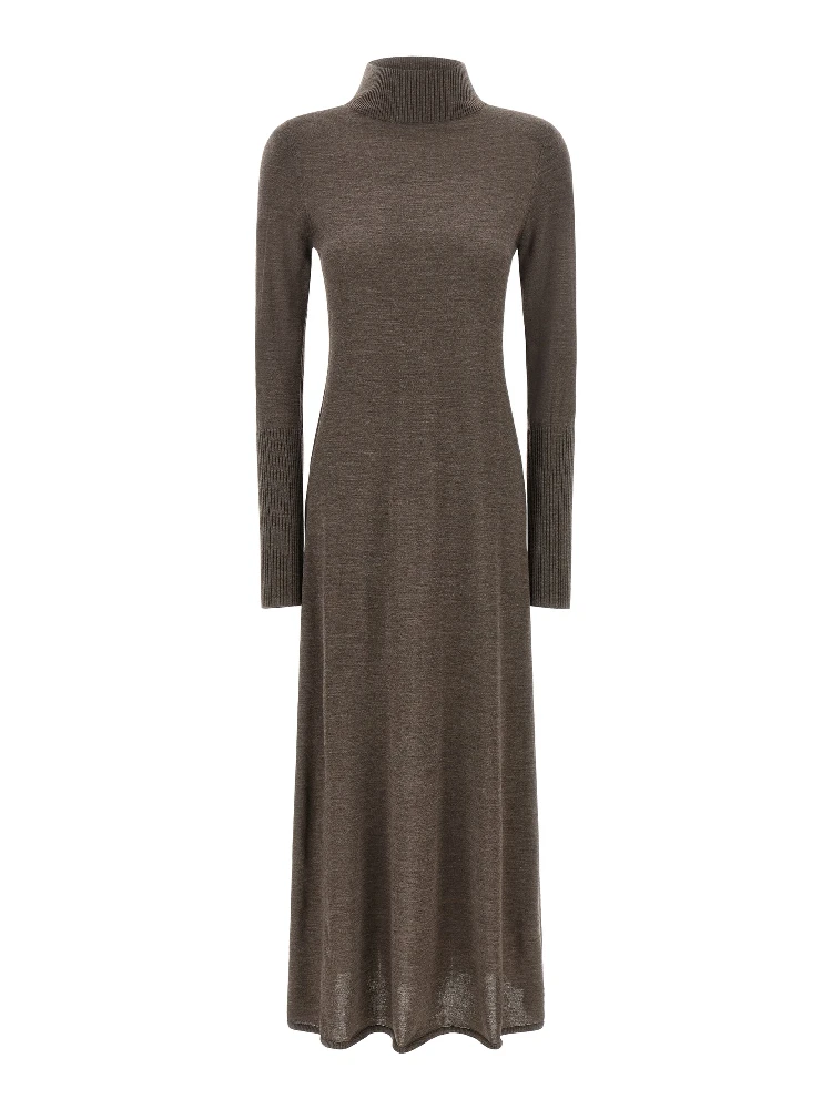 Beige Wool Long Dress