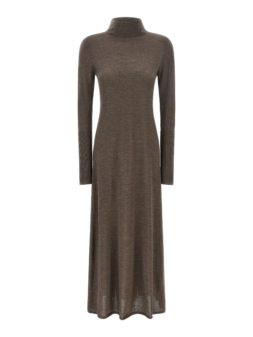 Beige Wool Long Dress