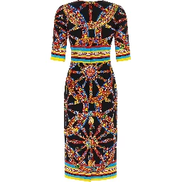 Multicolor Silk Midi Dress