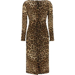 Brown Viscose Midi Dress