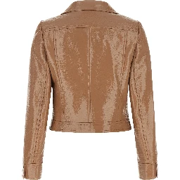 Brown Cotton Full-Length Jacket