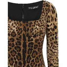 Brown Viscose Midi Dress