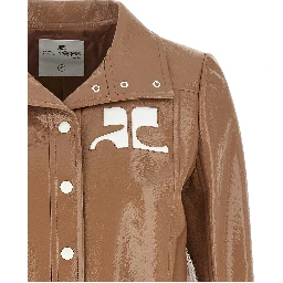 Brown Cotton Full-Length Jacket