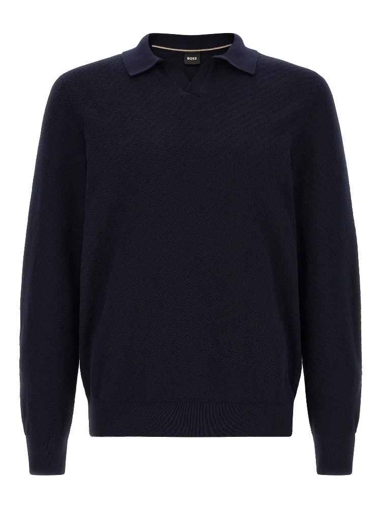 Blue Cotton Polo Shirt
