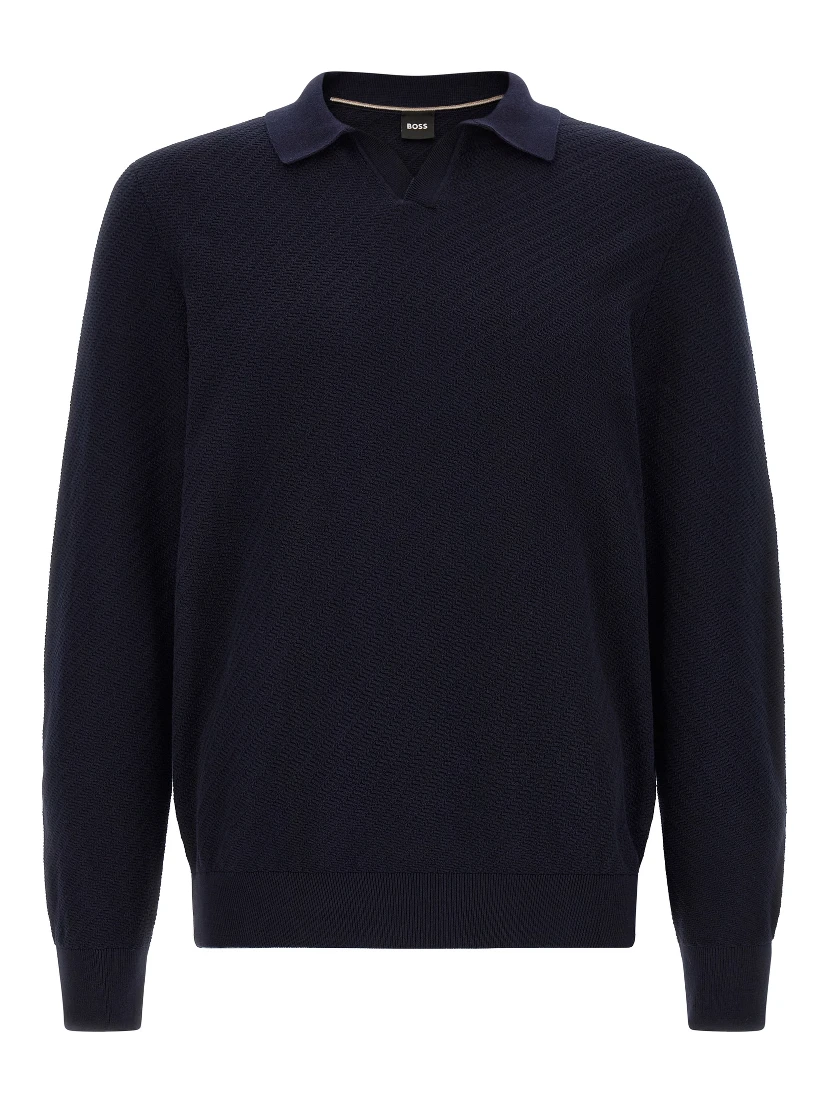 Blue Cotton Polo Shirt