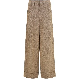 Beige Wool Oves Aries Casual Pants