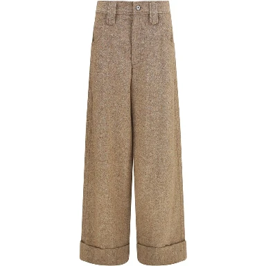 Beige Wool Oves Aries Casual Pants