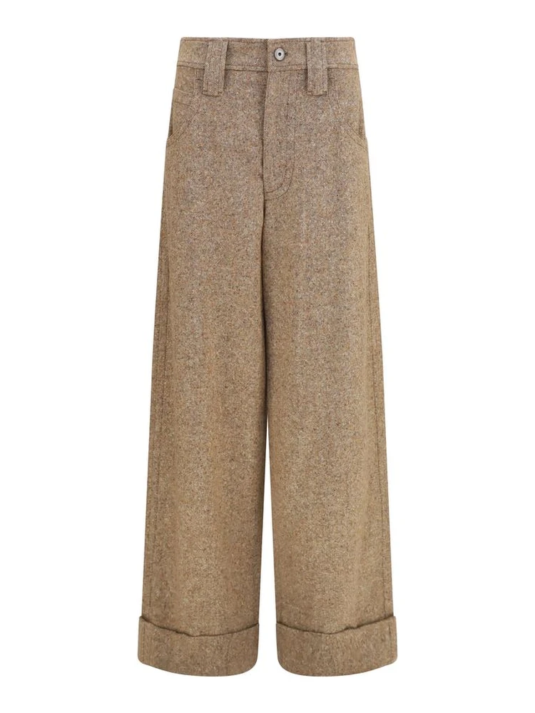 Beige Wool Oves Aries Casual Pants