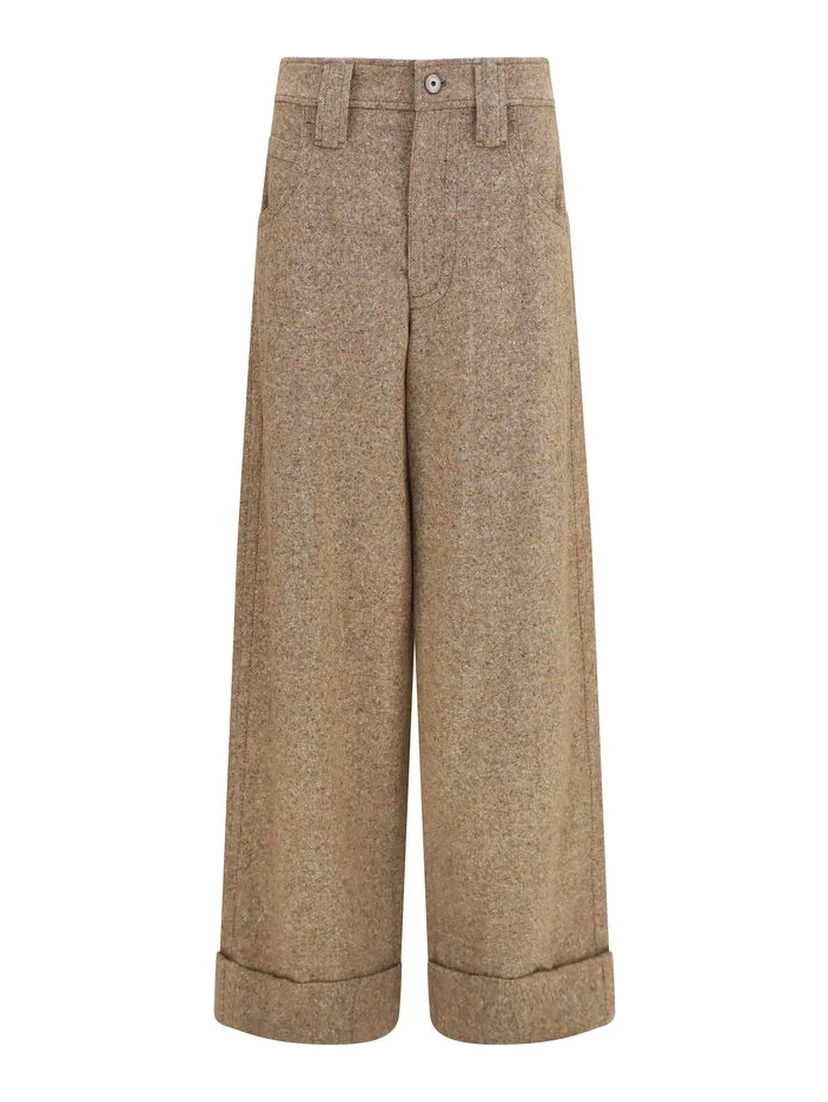 Beige Wool Oves Aries Casual Pants