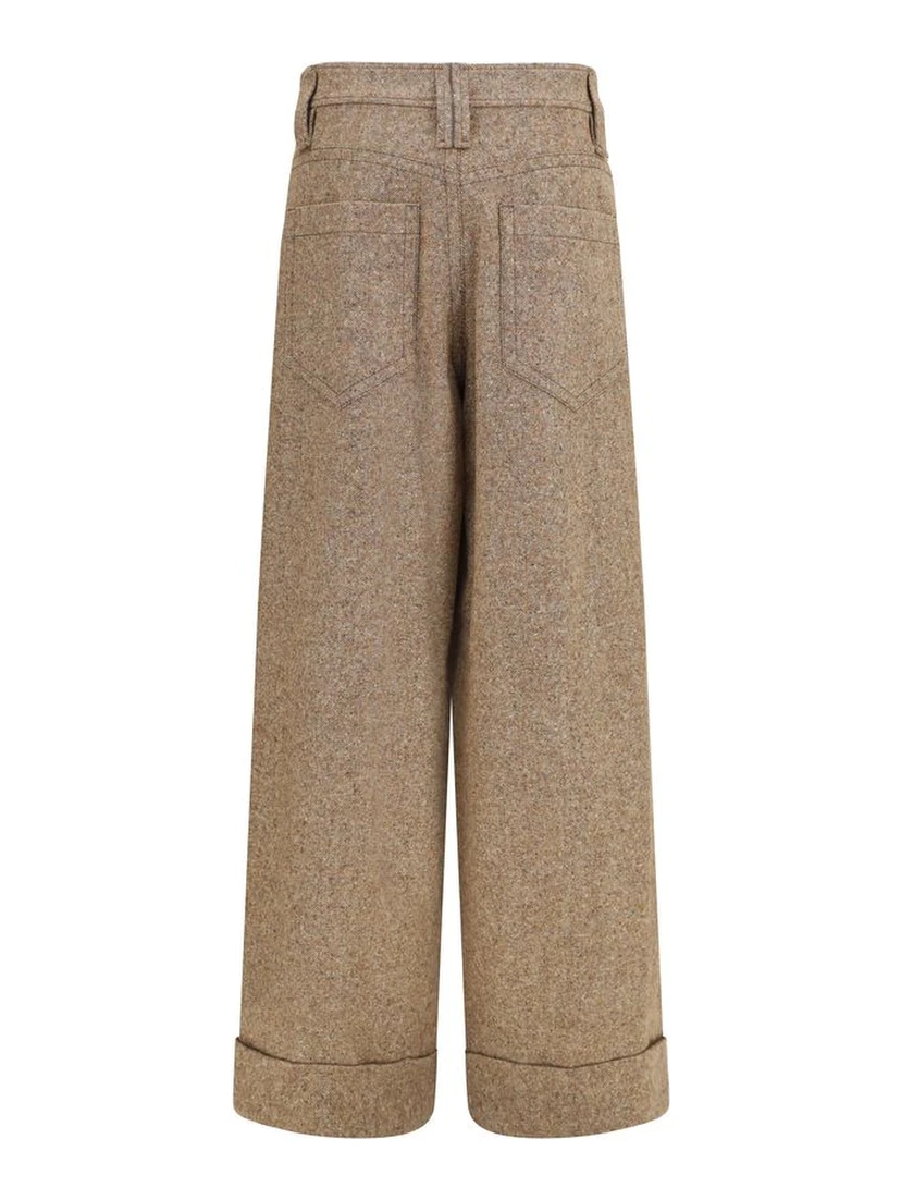 Beige Wool Oves Aries Casual Pants
