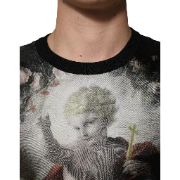Black Cashmere Cherub Print Baroque Sweater